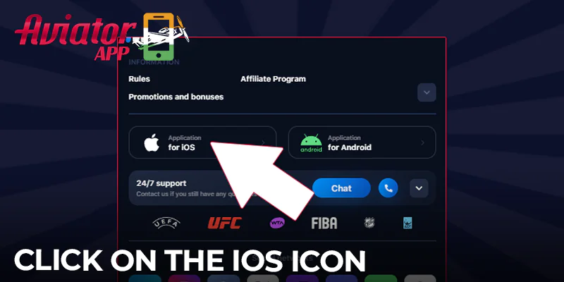 Click the iOS icon for the Share Aviator App